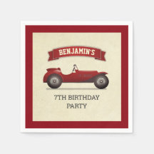 ヴィンテージ 赤 レースカー こども 誕生日 パーティー ぺーパー
