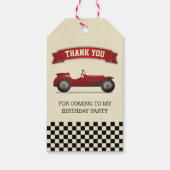 ヴィンテージ 赤 レースカー こども 誕生日 パーティー 記念品 ギフトタグ (裏面)