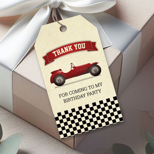 ヴィンテージ 赤 レースカー こども 誕生日 パーティー 記念品 ギフトタグ