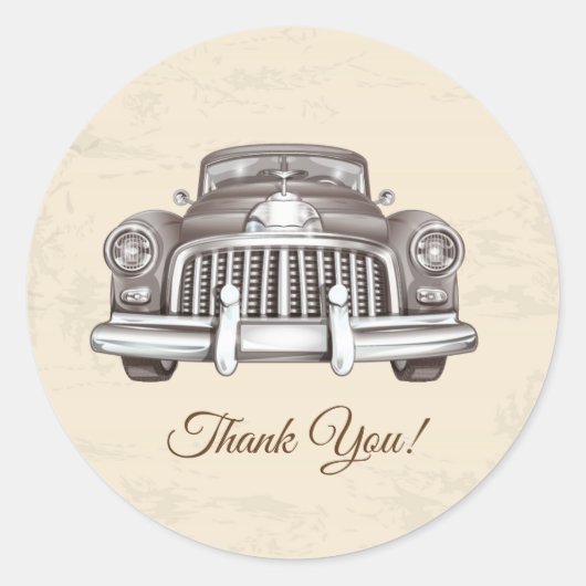 ヴィンテージ，車両，アンティーク車，ラウンドステッカー ラウンドシール (正面)