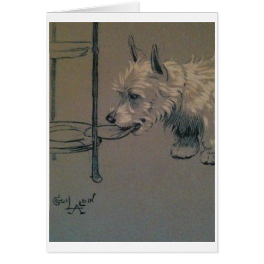 ヴィンテージ-軽食をこそこそするWestie (正面)