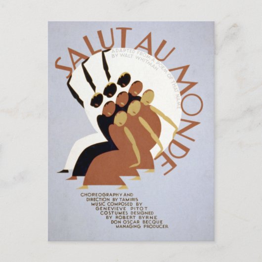 ヴィンテージ 連邦劇場計画 サリュ・オ・モンド WPA ポストカード (正面)