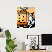 ヴィンテージ 遊び心あふれる猫アート | 遊び心のある猫好き ポスター (ホームオフィス)