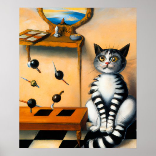ヴィンテージ 遊び心あふれる猫アート | 遊び心のある猫好き ポスター (正面)
