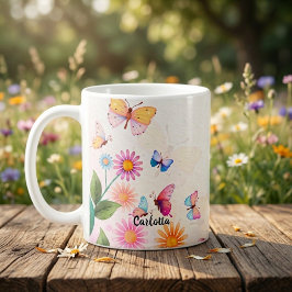 ヴィンテージ 野の花と蝶のコーヒーマグ コーヒーマグカップ
