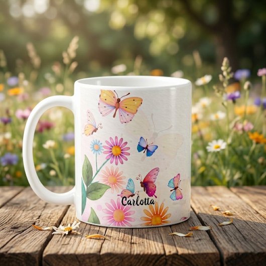 ヴィンテージ 野の花と蝶のコーヒーマグ コーヒーマグカップ