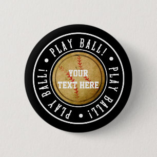 ヴィンテージ 野球 ブラック PLAY BALL パーティーピン ボタン 缶バッジ