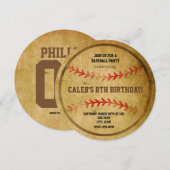 ヴィンテージ 野球 誕生日パーティ スポーツ インビテーション (正面/裏面)
