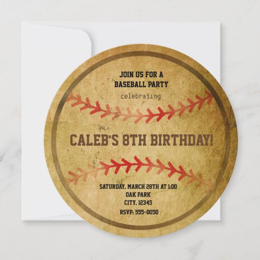 ヴィンテージ 野球 誕生日パーティ スポーツ インビテーション (正面)