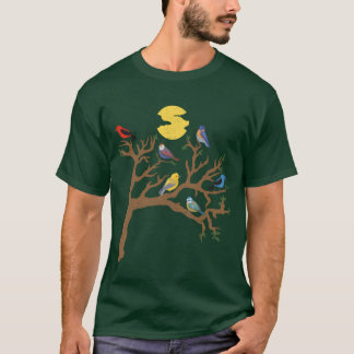 ヴィンテージ 野生の自然 木々と鳥 Tシャツ
