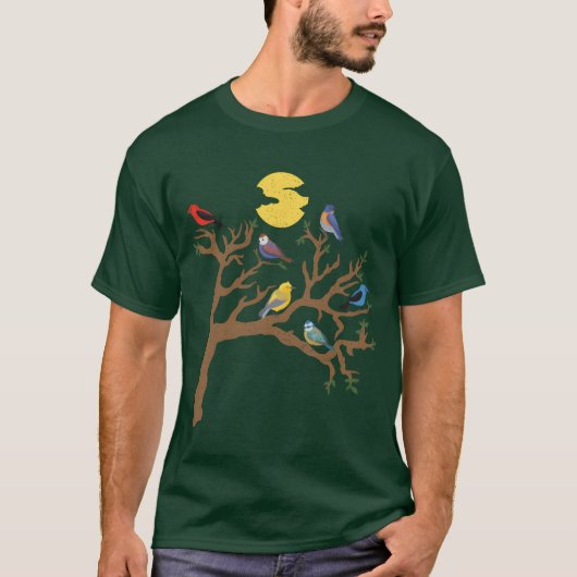 ヴィンテージ 野生の自然 木々と鳥 Tシャツ (正面)