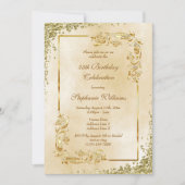 ヴィンテージ·金ゴールドスタイリッシュ·バースデー·パーティ 招待状 (正面)