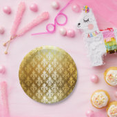 ヴィンテージ、金ゴールド、(紋章の)フラ・ダ・リ、アンティーク、ヴィンテージ、上品、おもしろい ペーパープレート (パーティー)