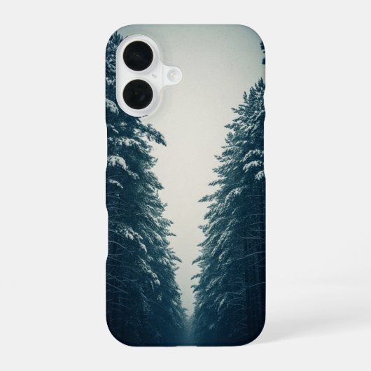 ヴィンテージ 雪の松林 iPhone 16ケース (裏面)