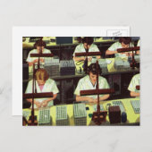 ヴィンテージ、電話の組立ライン・ワーカー ポストカード (正面/裏面)