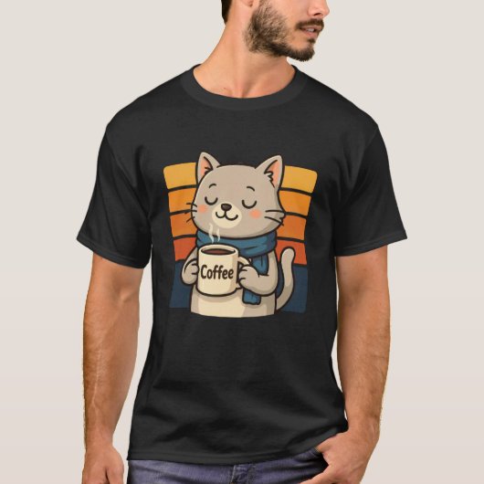 ヴィンテージ 面白い猫のコーヒー Tシャツ (正面)