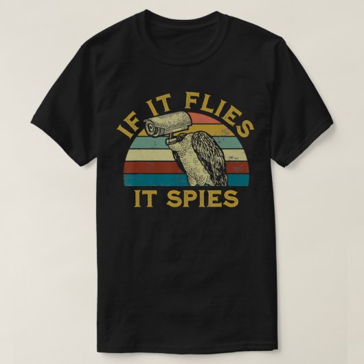 ヴィンテージ 飛べばスパイ Funny Meme 鳥 レトロ Tシャツ (デザイン正面)