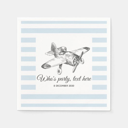 ヴィンテージ、飛行機、飛行機カクテル紙ナプキンス スタンダードカクテルナプキン (正面)