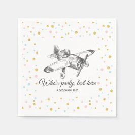 ヴィンテージ、飛行機、飛行機カクテル紙ナプキンス スタンダードカクテルナプキン