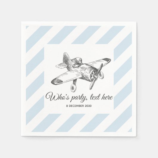 ヴィンテージ、飛行機、飛行機カクテル紙ナプキンス スタンダードカクテルナプキン (正面)