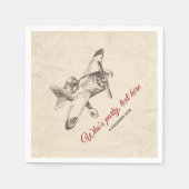 ヴィンテージ、飛行機、飛行機カクテル紙ナプキンス スタンダードカクテルナプキン (正面)