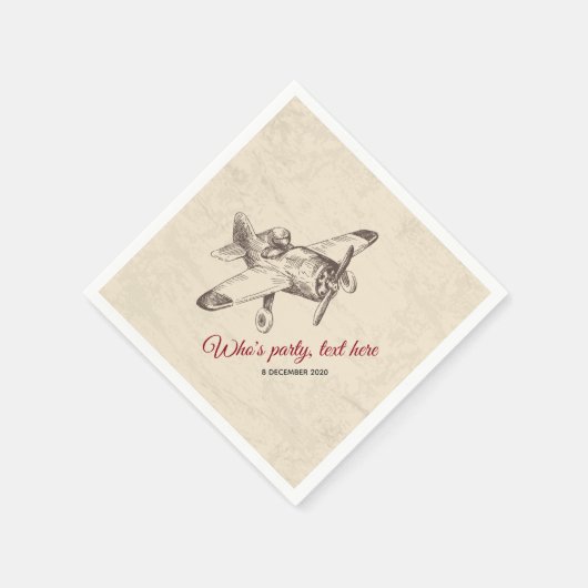 ヴィンテージ、飛行機、飛行機カクテル紙ナプキンス スタンダードカクテルナプキン (角)