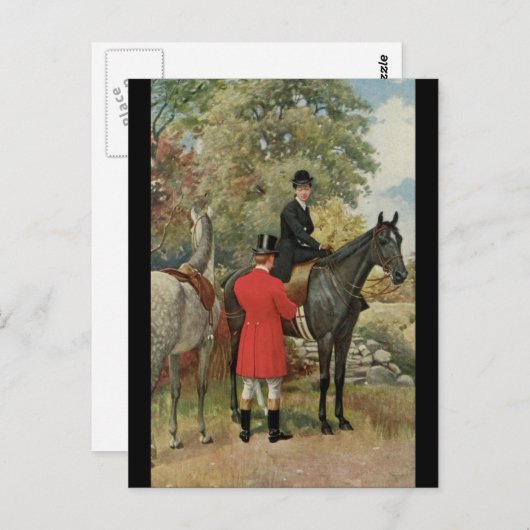 ヴィンテージ 馬に乗る男女 エクストリアン ポストカード (正面/裏面)