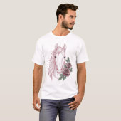 ヴィンテージ 馬 バラ 彫刻 ベクター デザイン Tシャツ (正面フル)