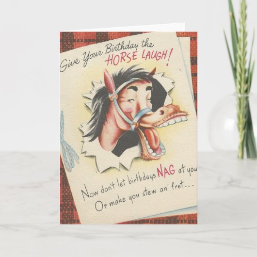 ヴィンテージ「馬」誕生日 カード (正面)