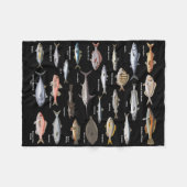 ヴィンテージ 魚類図鑑 フィッシング フリースブランケット (正面(横))