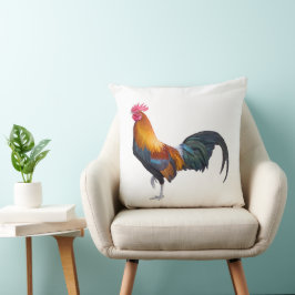 ヴィンテージ、鮮やかな色の素朴な農園の雄鶏 クッション