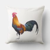 ヴィンテージ、鮮やかな色の素朴な農園の雄鶏 クッション (正面)