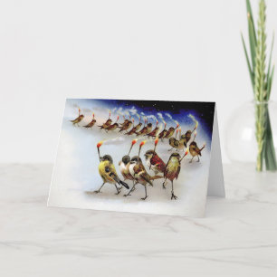 ヴィンテージ 鳥のモブ クリスマス カード