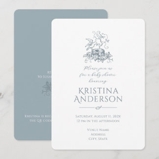 ヴィンテージ 鳥の巣 QRコード ベビーシャワー 招待状