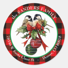 ヴィンテージ《鳥》アメリカゴガラホリークリスマス差出人住所 ラウンドシール