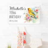 ヴィンテージ 鳥 カナリア 花 100歳の誕生日 横断幕 (インサイチュ)