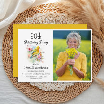 ヴィンテージ 鳥 カナリア 花 60歳の誕生日フォト
