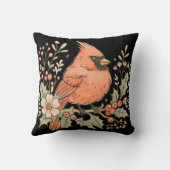 ヴィンテージ（鳥）ショウジョウコウカンチョウと冬花模様 クッション (裏面)