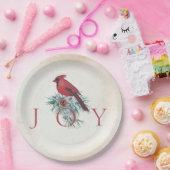 ヴィンテージ（鳥）ショウジョウコウカンチョウカスタムクリスマスホリデイ ペーパープレート (パーティー)