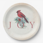 ヴィンテージ（鳥）ショウジョウコウカンチョウカスタムクリスマスホリデイ ペーパープレート (正面)