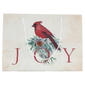 ヴィンテージ（鳥）ショウジョウコウカンチョウカスタムクリスマスホリデイ ラージペーパーバッグ (裏面)