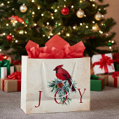 ヴィンテージ（鳥）ショウジョウコウカンチョウカスタムクリスマスホリデイ ラージペーパーバッグ