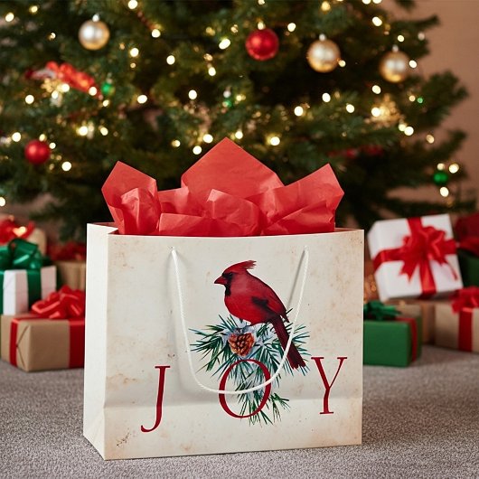 ヴィンテージ（鳥）ショウジョウコウカンチョウカスタムクリスマスホリデイ ラージペーパーバッグ