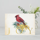 ヴィンテージ（鳥）ショウジョウコウカンチョウカスタムクリスマスホリデーカード 箔シーズンカード (立ち正面)