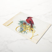 ヴィンテージ（鳥）ショウジョウコウカンチョウカスタムクリスマスホリデーカード 箔シーズンカード (回転した状態)