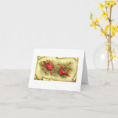 ヴィンテージ（鳥）ショウジョウコウカンチョウクリスマスカード カード (黄色い花)