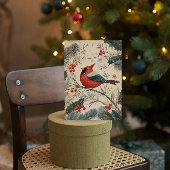 ヴィンテージ(鳥)ショウジョウコウカンチョウバードベリークリスマス シーズンカード