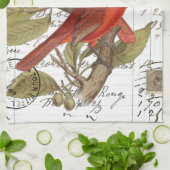 ヴィンテージ（鳥）ショウジョウコウカンチョウフランスの台所用ハンドタオル キッチンタオル (折り畳み)