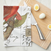 ヴィンテージ（鳥）ショウジョウコウカンチョウフランスの台所用ハンドタオル キッチンタオル (四つ折り)