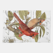 ヴィンテージ（鳥）ショウジョウコウカンチョウフランスの台所用ハンドタオル キッチンタオル (横)